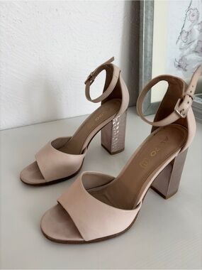 ALDO Blush Pink Open-Toe Block Heels with Ankle Strap